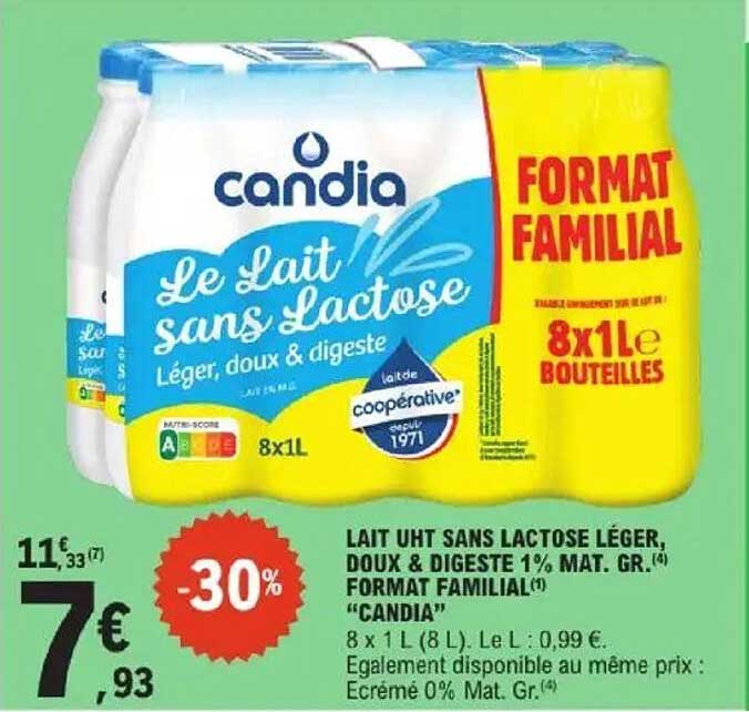 Le Lait sans Lactose Légère, Doux & Digesté 30% de Remise