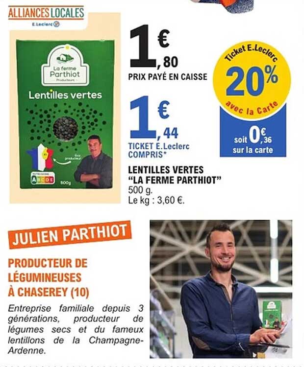 LENTILLES VERTES "LA FERME PARTHIOT"