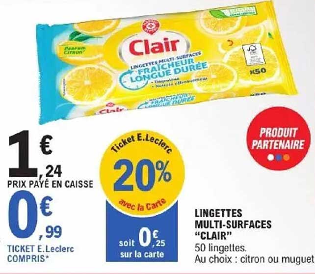 LINGETTES MULTI-SURFACES "CLAIR"