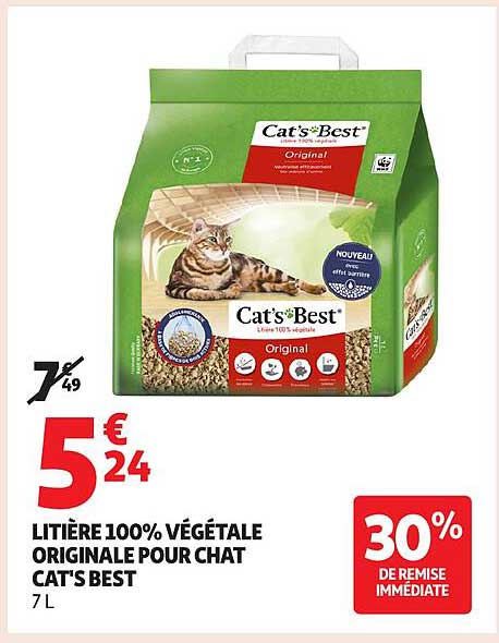 LITIÈRE 100% VÉGÉTALE ORIGINALE POUR CHAT CAT'S BEST