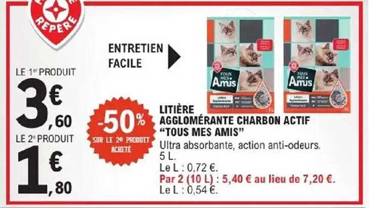 LITIÈRE AGGLOMÉRANTE CHARBON ACTIF "TOUS MES AMIS"