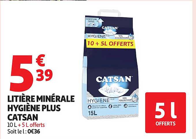 LITIÈRE MINÉRALE HYGIÈNE PLUS CATSAN