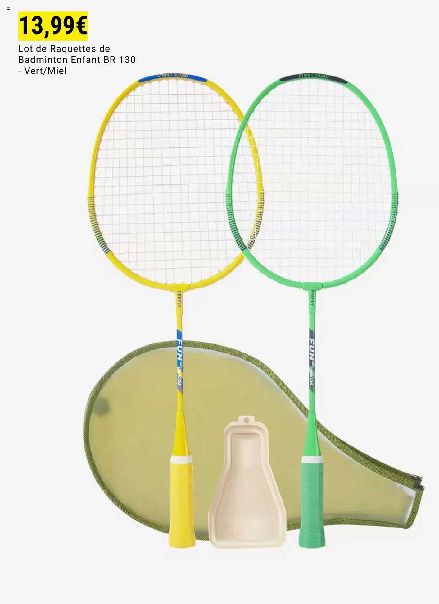 Lot de Raquettes de Badminton Enfant BR 130 - Vert/Miel