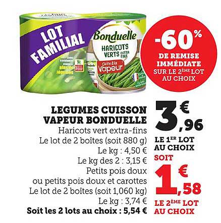 LOT FAMILIAL - LÉGUMES CUISSON VAPEUR BONDUELLE