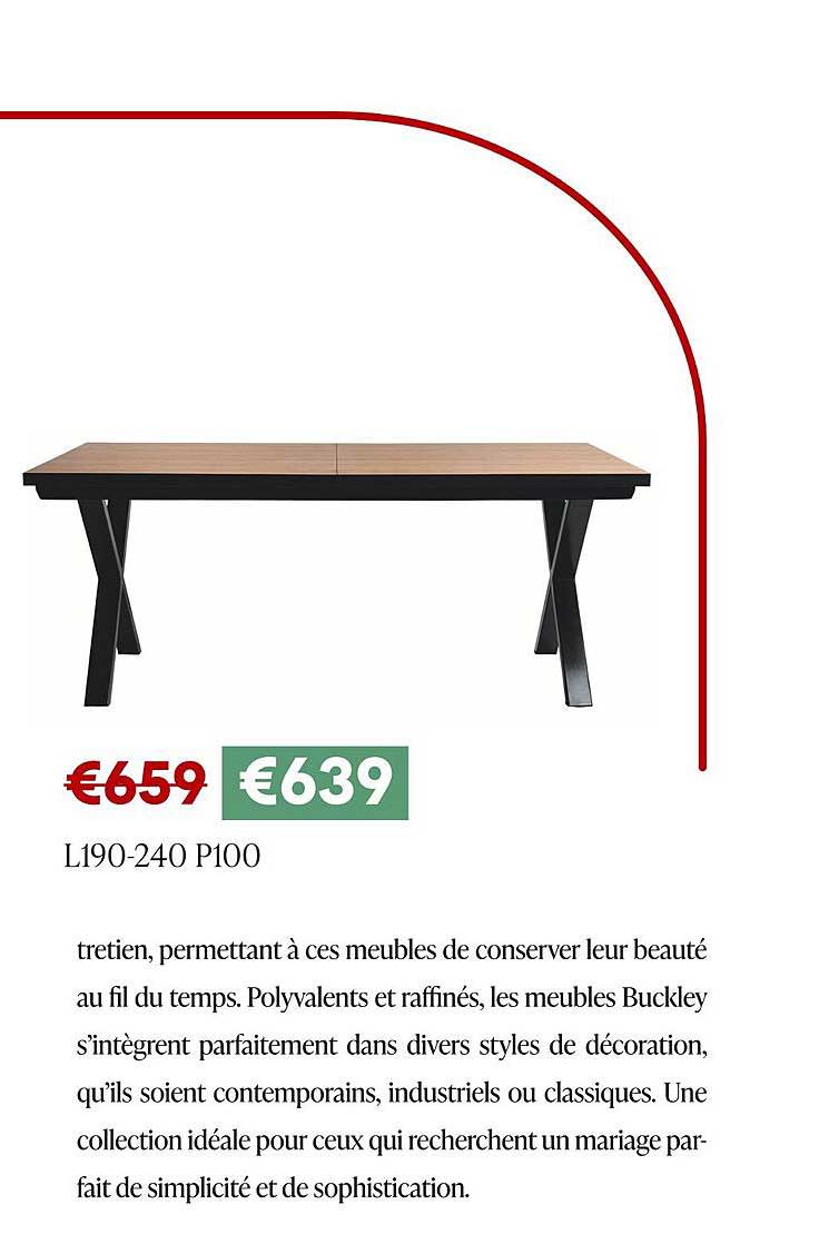 Meuble Buckley - Table extensible L190-240 P100