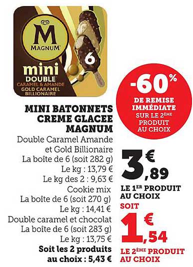 MINI BATONNETS CREME GLACEE MAGNUM