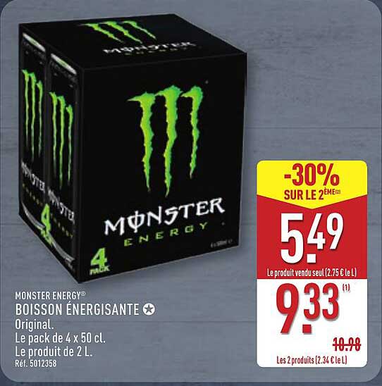 MONSTER ENERGY® BOISSON ÉNERGISANTE Original - Pack de 4 x 50 cl