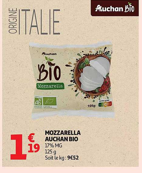 MOZZARELLA AUCHAN BIO