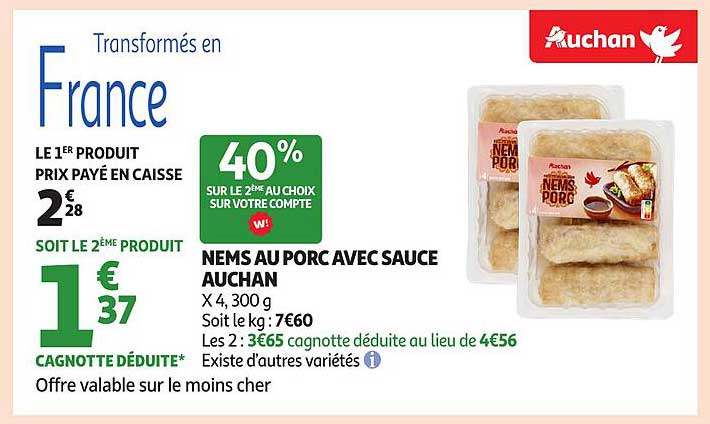 NEMS AU PORC AVEC SAUCE AUCHAN