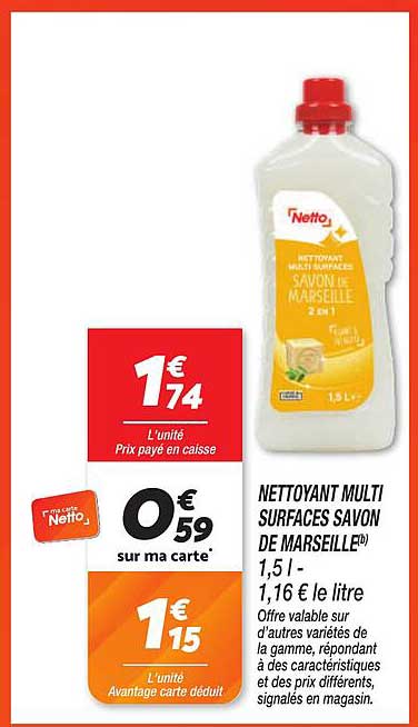 NETTOYANT MULTI SURFACES SAVON DE MARSEILLE