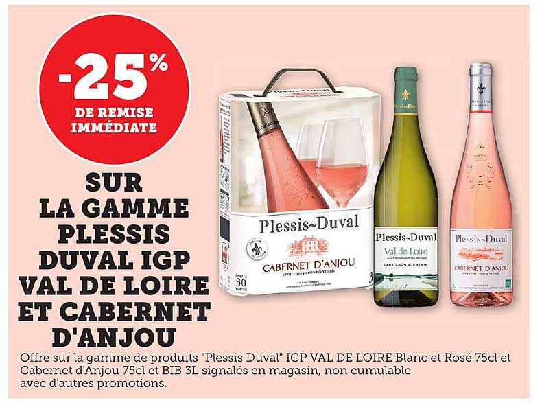Offre sur la gamme Plessis Duval IGP Val de Loire et Cabernet d'Anjou