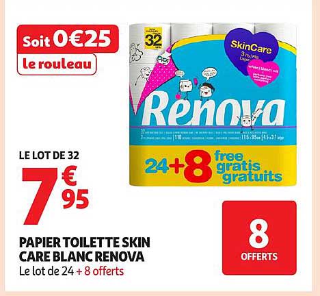 PAPIER TOILETTE SKIN CARE BLANC RENOVA