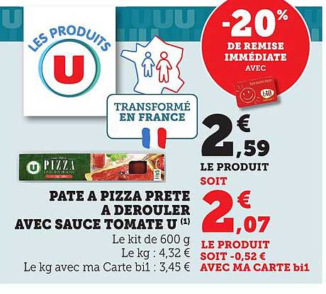 PATE À PIZZA PRÊTE À DÉROULER AVEC SAUCE TOMATE U