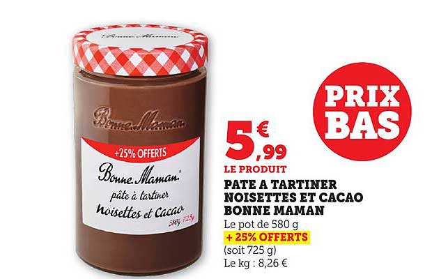 PATE A TARTINER NOISETTES ET CACAO BONNE MAMAN