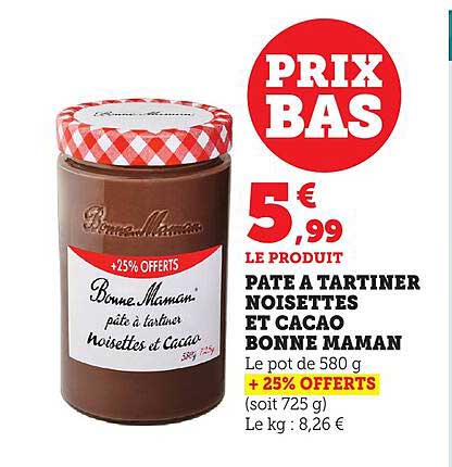 Pâte à tartiner noisettes et cacao Bonne Maman