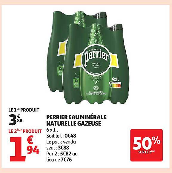 PERRIER EAU MINÉRALE NATURELLE GAZEUSE