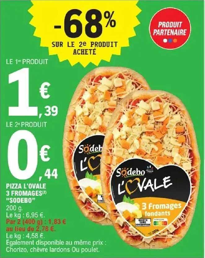 PIZZA L'OVALE 3 FROMAGES "SODEBO"