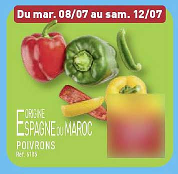 Poivrons - Origine Espagne ou Maroc