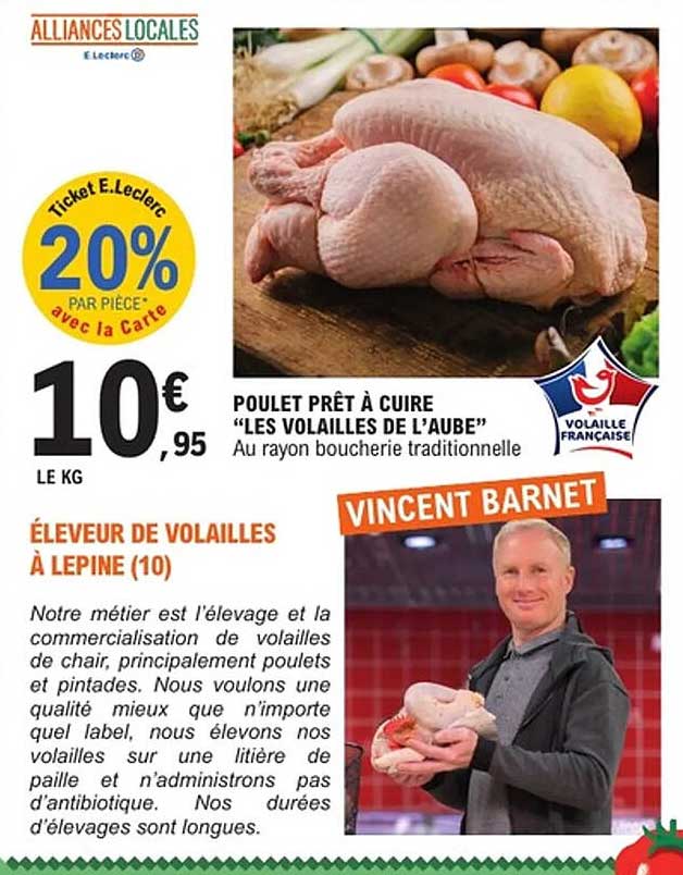 POULET PRÊT À CUISER "LES VOLAILLES DE L'AUBE"