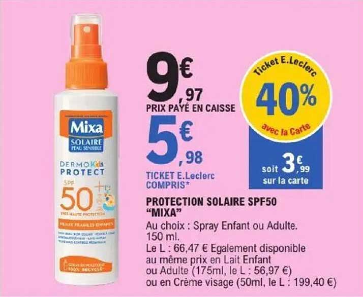 PROTECTION SOLAIRE SPF50 “MIXA”