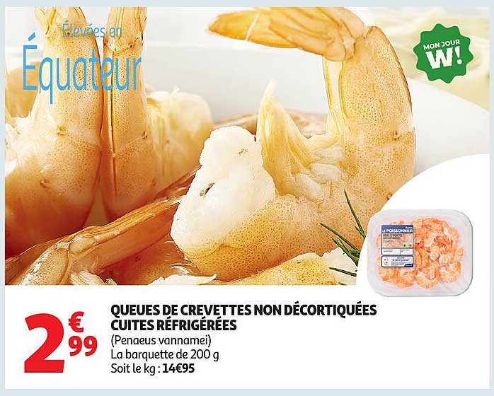 QUEUES DE CREVETTES NON DÉCORTIQUÉES CUITES RÉFRIGÉRÉES