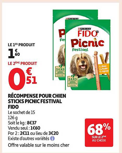 RÉCOMPENSE POUR CHIEN STICKS PICNIC FESTIVAL FIDO