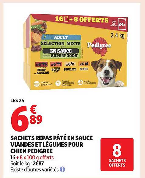 SACHETS REPAS PÂTÉ EN SAUCE VIANDES ET LÉGUMES POUR CHIEN PEDIGREE