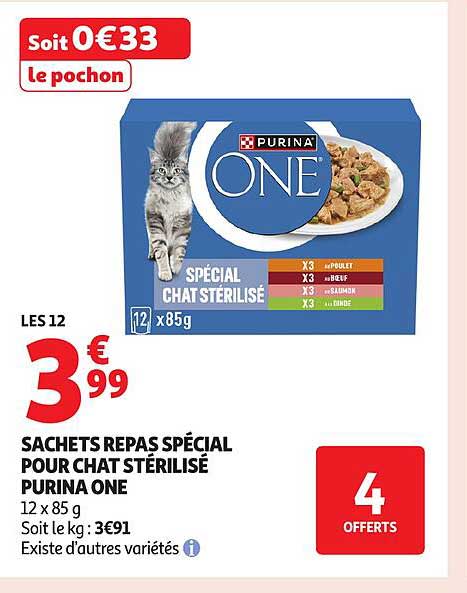 SACHETS REPAS SPÉCIAL POUR CHAT STÉRILISÉ PURINA ONE