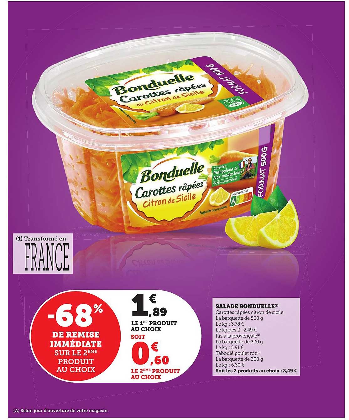 SALADÉ BONDUELLE - Carottes râpées citron de Sicile