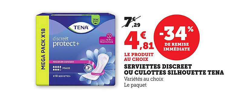 Serviettes Discret ou Culottes Silhouette TENA