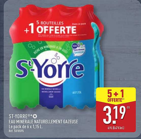 ST-YORRÉ** EAU MINÉRALE NATURELLEMENT GAZEUSE 5 + 1 OFFERTE