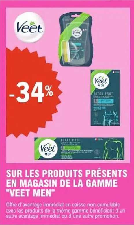 SUR LES PRODUITS PRÉSENTS EN MAGASIN DE LA GAMME "VEET MEN"