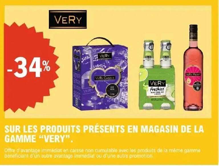 SUR LES PRODUITS PRÉSENTS EN MAGASIN DE LA GAMME “VERY”