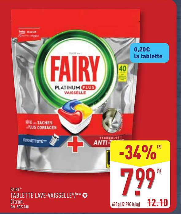 TABLETTE LAVE-VAISSELLE FAIRY® PLATINUM PLUS CITRON