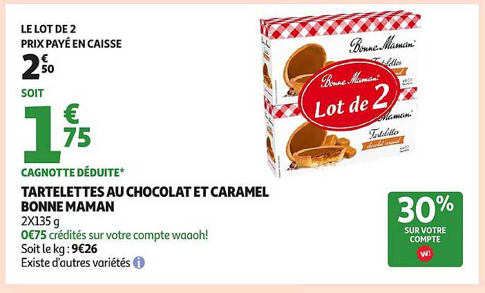 TARTELETTES AU CHOCOLAT ET CARAMEL BONNE MAMAN 2X135 g