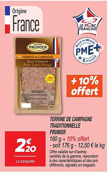 TERRINE DE CAMPAGNE TRADITIONNELLE PRUNIER