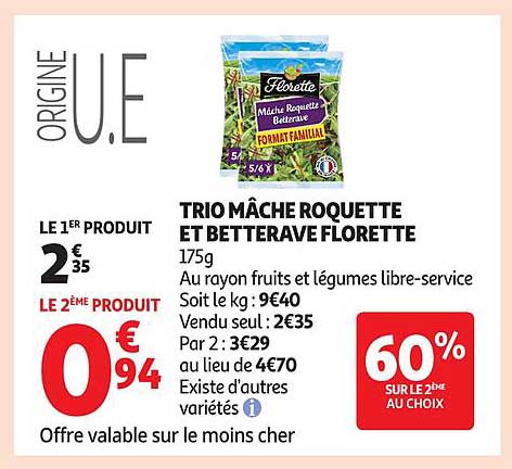 TRIO MÂCHE ROQUETTE ET BETTERAVE FLORETTE