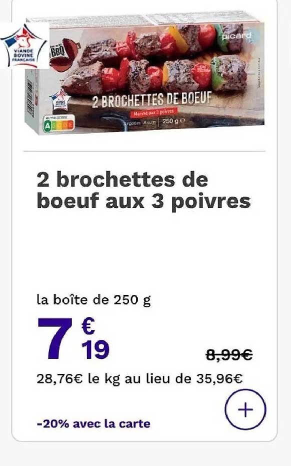2 brochettes de boeuf aux 3 poivres