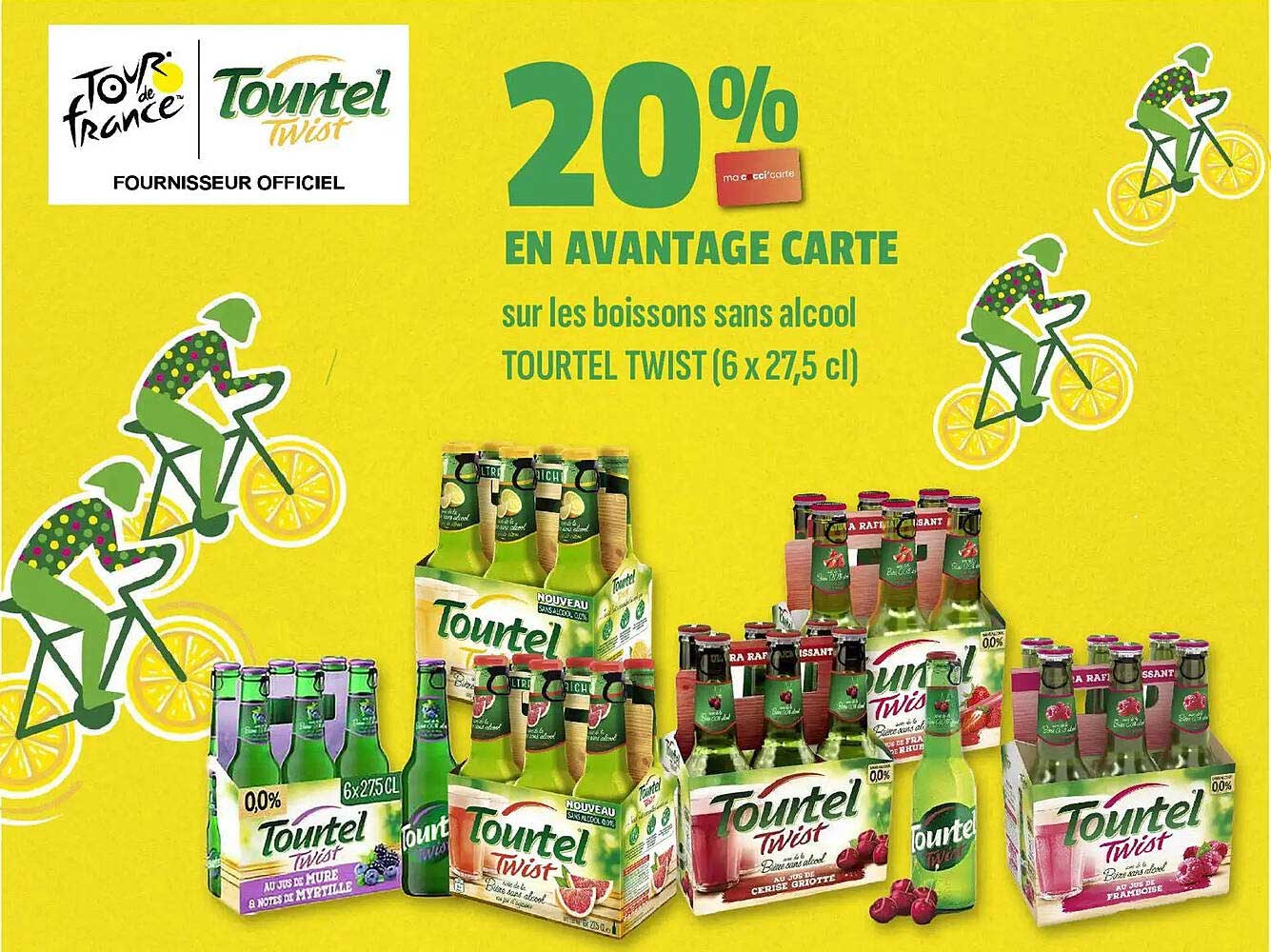 20% en avantage carte sur les boissons sans alcool TOURTEL TWIST (6 x 27,5 cl)