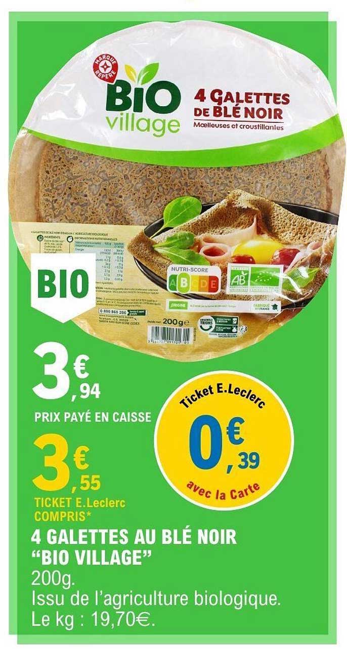 4 GALETTES AU BLÉ NOIR “BIO VILLAGE” 200g.