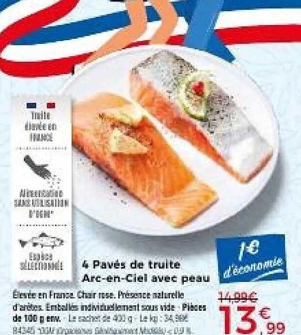 4 Pavés de truite Arc-en-Ciel avec peau