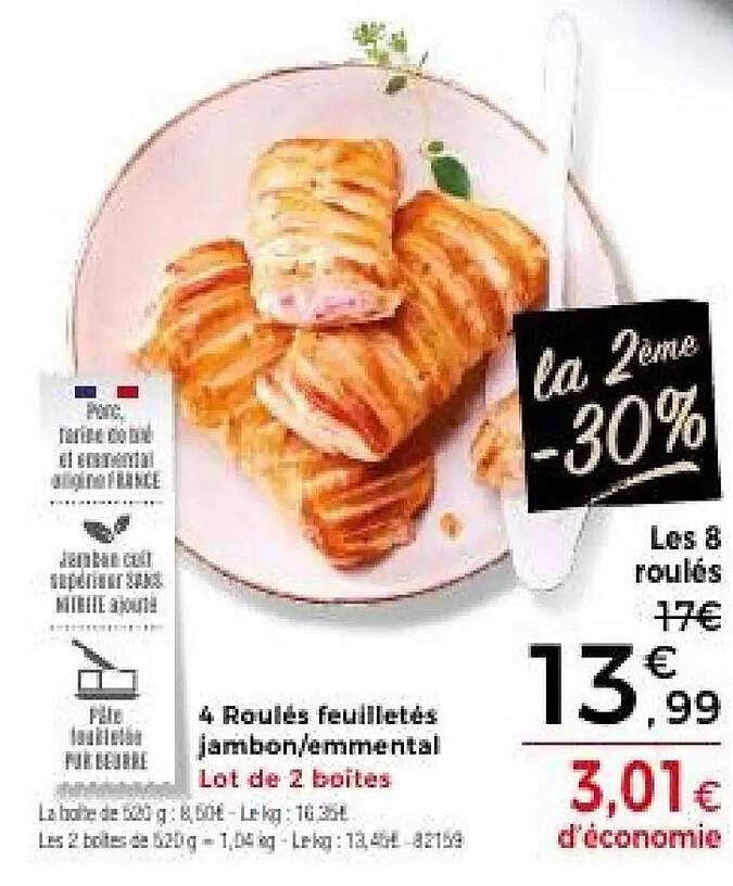 4 Roulés feuilletés jambon/emmental