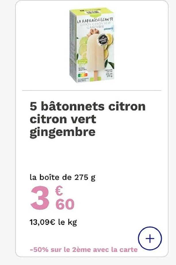 5 bâtonnets citron citron vert gingembre