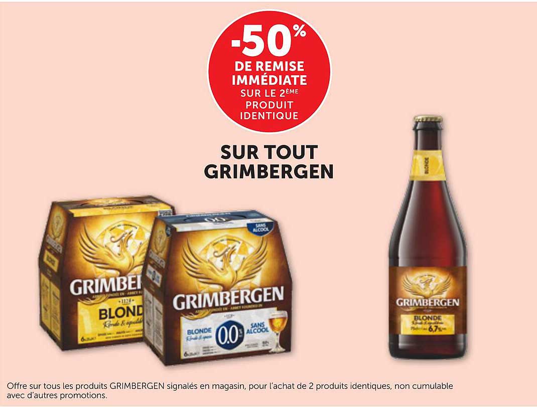-50% de remise immédiate sur le 2ème produit identique sur tout Grimbergen