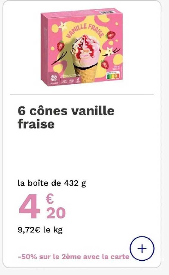 6 cônes vanille fraise
