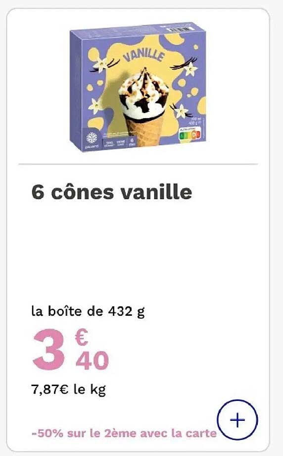 6 cônes vanille