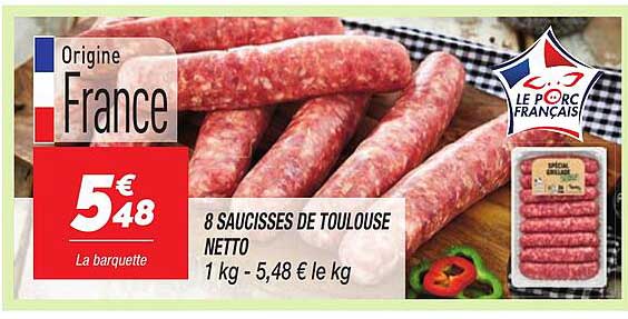 8 SAUCISSES DE TOULOUSE NETTO