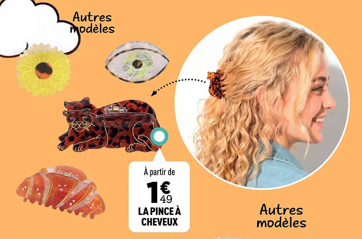 À partir de 1€49 LA PINCE À CHEVEUX