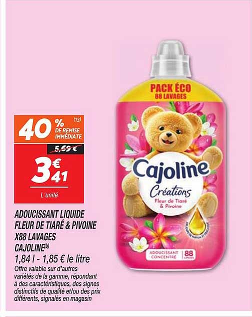 ADOUCISSANT LIQUIDE FLEUR DE TIARE & PIVOINE X88 LAVAGES CAJOLINE®