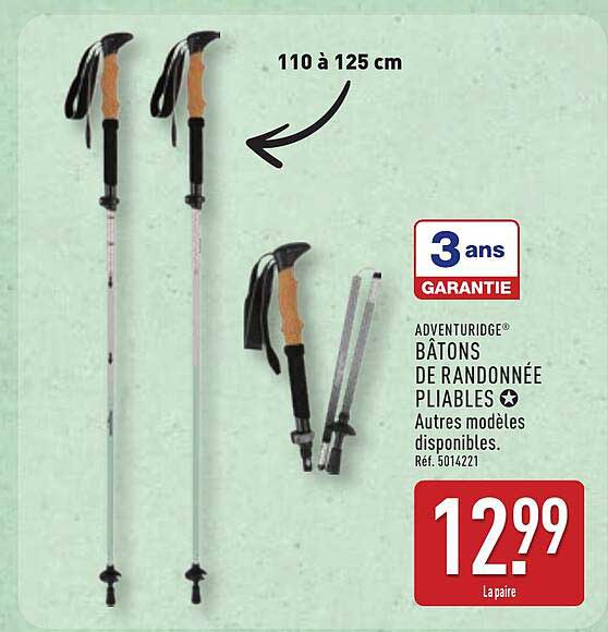 ADVENTURIDGE® BÂTONS DE RANDONNÉE PLIABLES